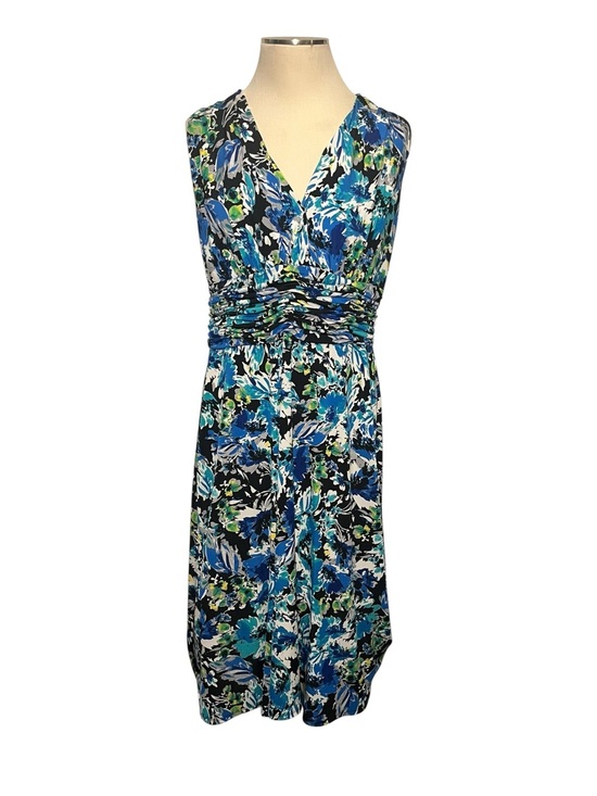 Evan Picone Dresses & Skirts - Evan Picone Blue & Turquoise Floral Wrap-Style Midi Dress